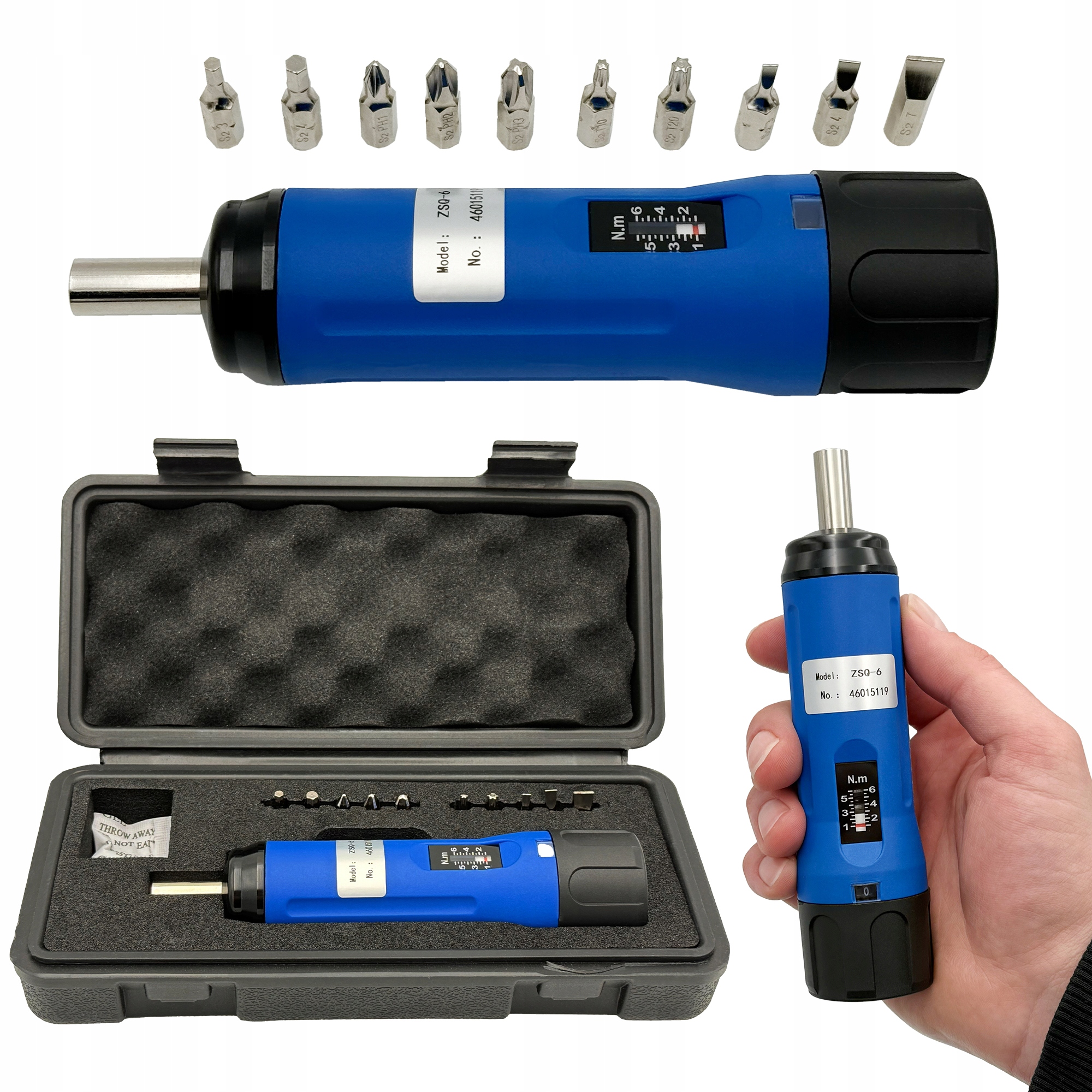 Dynamometrický Šroubovák 1/4'' 1 6 Nm S Bity Protester ZSQ-6