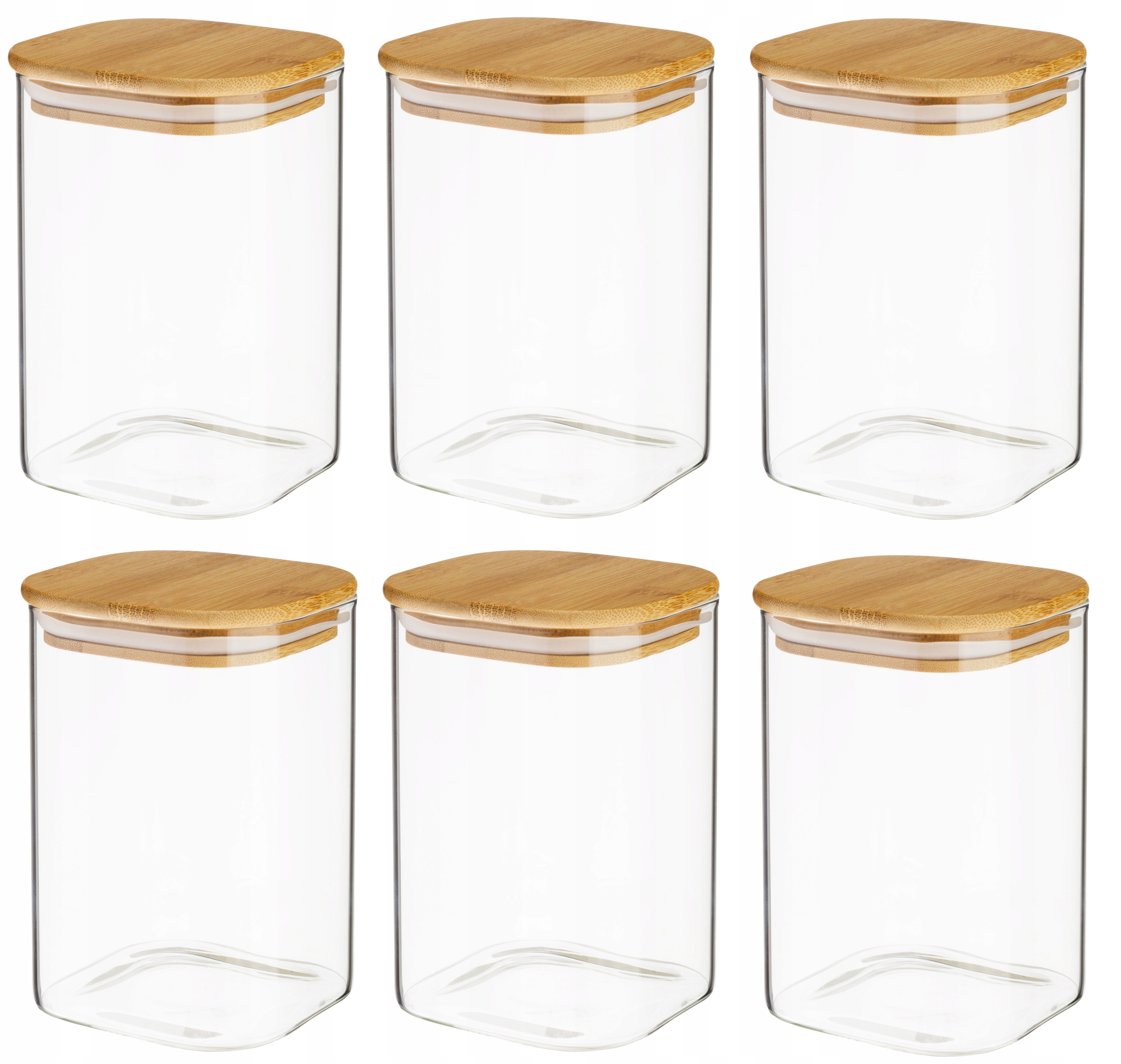 

Zestaw Szklane Pojemniki Z Pokrywą Bambus 6x1000ML