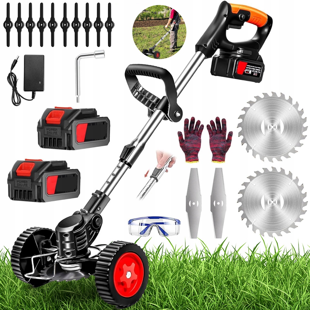 Bezprzewodowy Potężna Kosa Akumulatorowa Podkaszarka 21V 880W 10000 Rpm