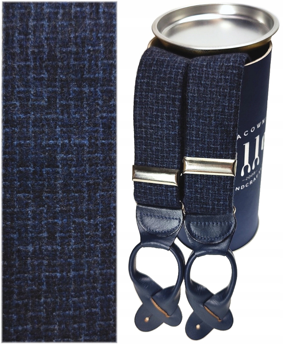 Szelki NA GUZIKI WEŁNA FLANELA MELANŻ KRATKA