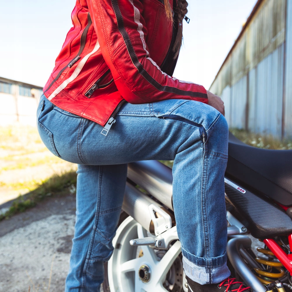 Damskie jeansowe SPODNIE MOTOCYKLOWE W-TEC XS Cechy dodatkowe ochraniacze