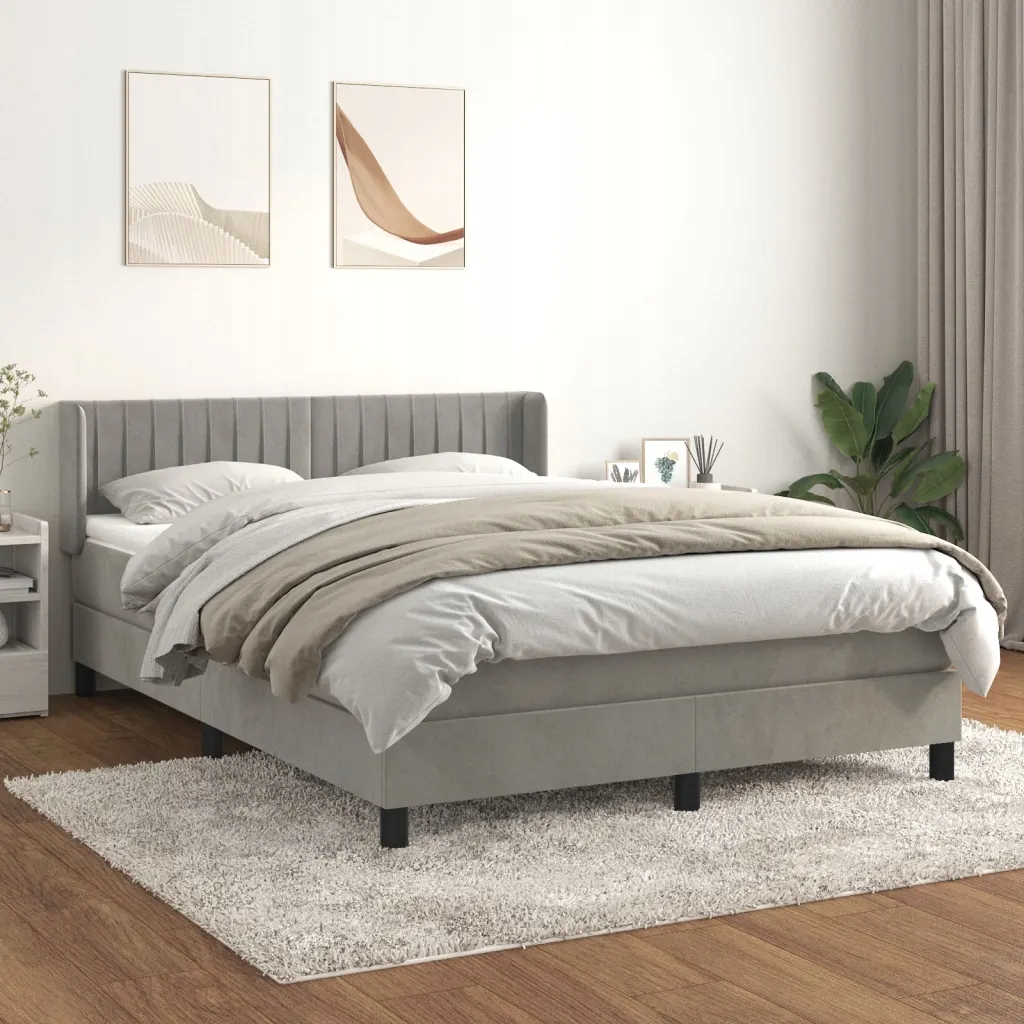 Box spring postel s matrací světle šedá 140x200 cm samet Šedá 3131081