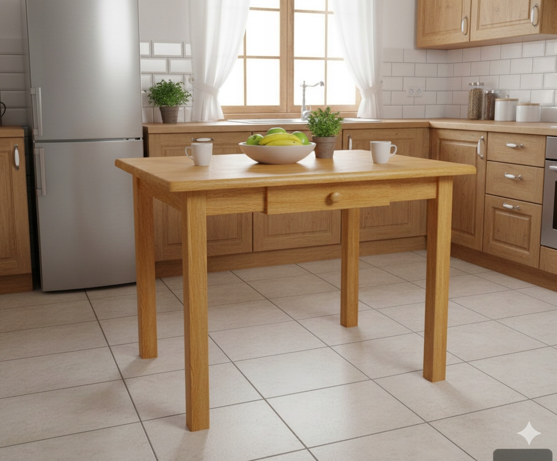 STÓŁ KUCHENNY 90X60 SOSNOWY Z SZUFLADĄ - OLCHA