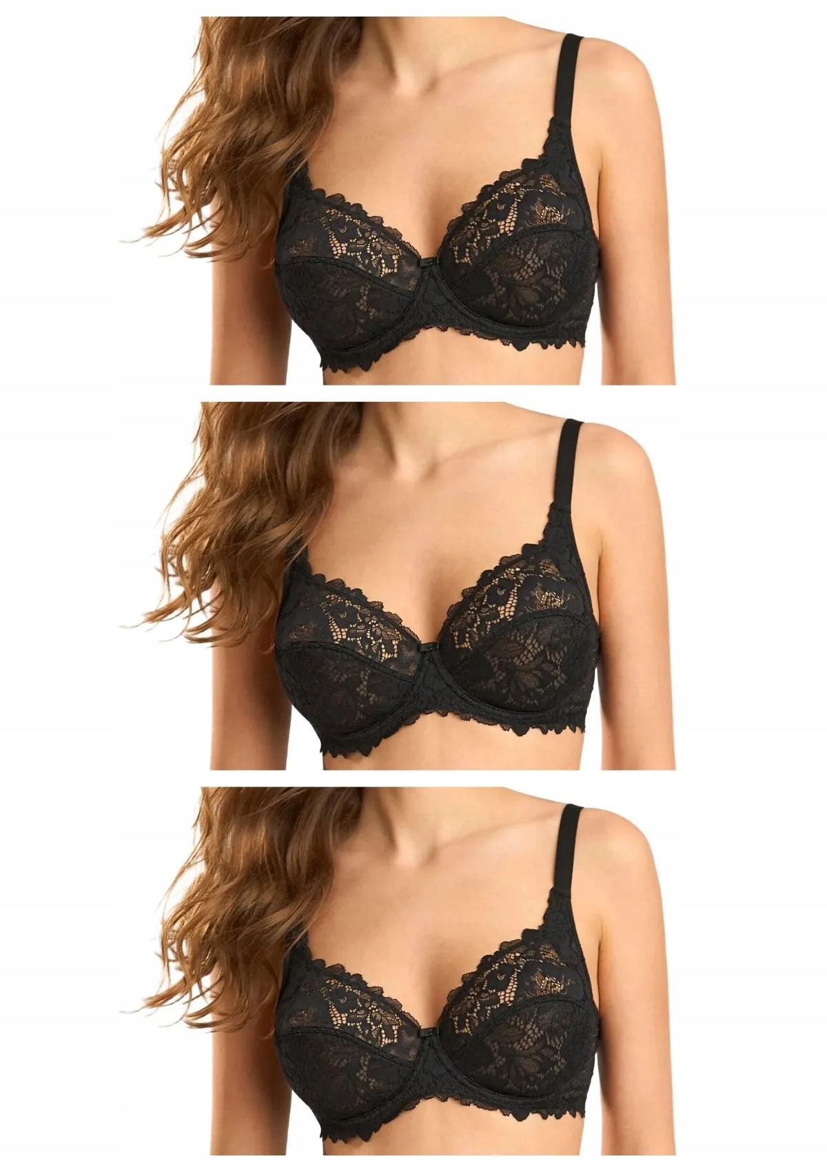 Lormar Curvy 400L krajková podprsenka měkká 3 ks černá 80B