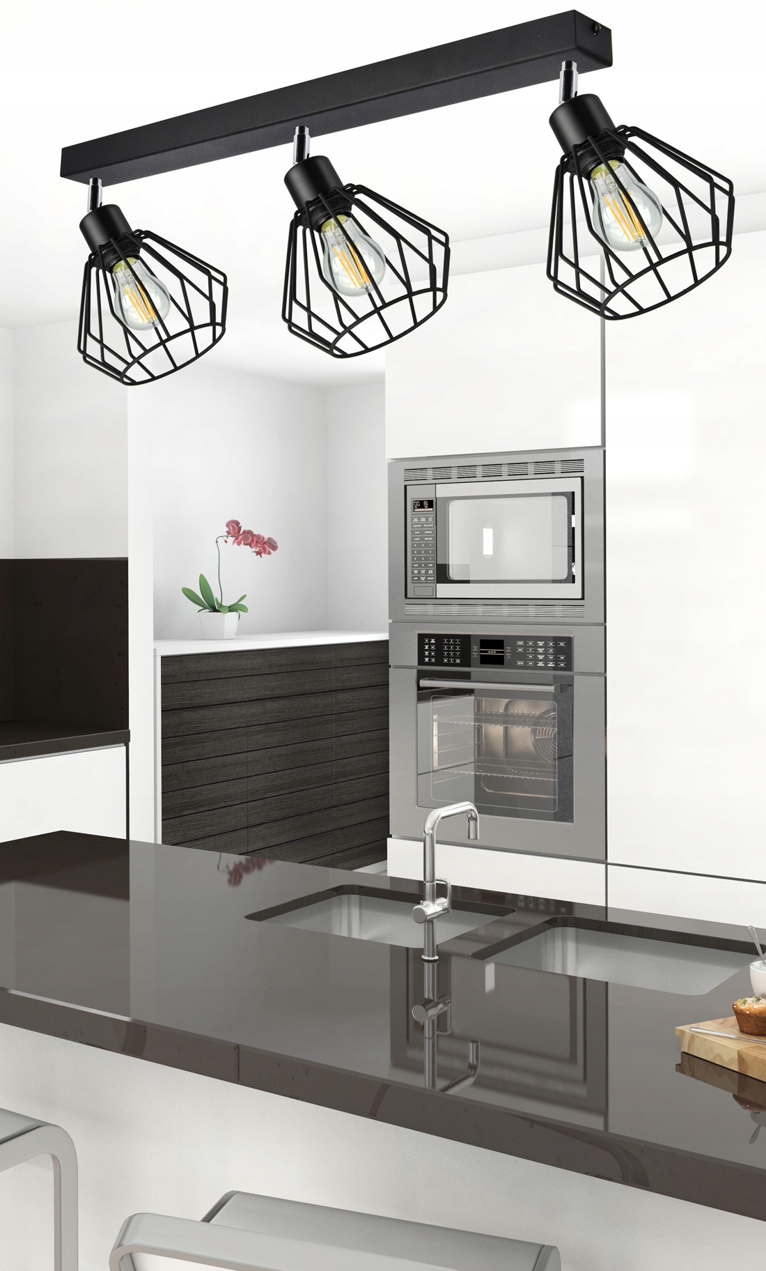 LAMPA WISZĄCA SUFITOWA ŻYRANDOL BRYLANT LOFT DRUT Kolor czarny