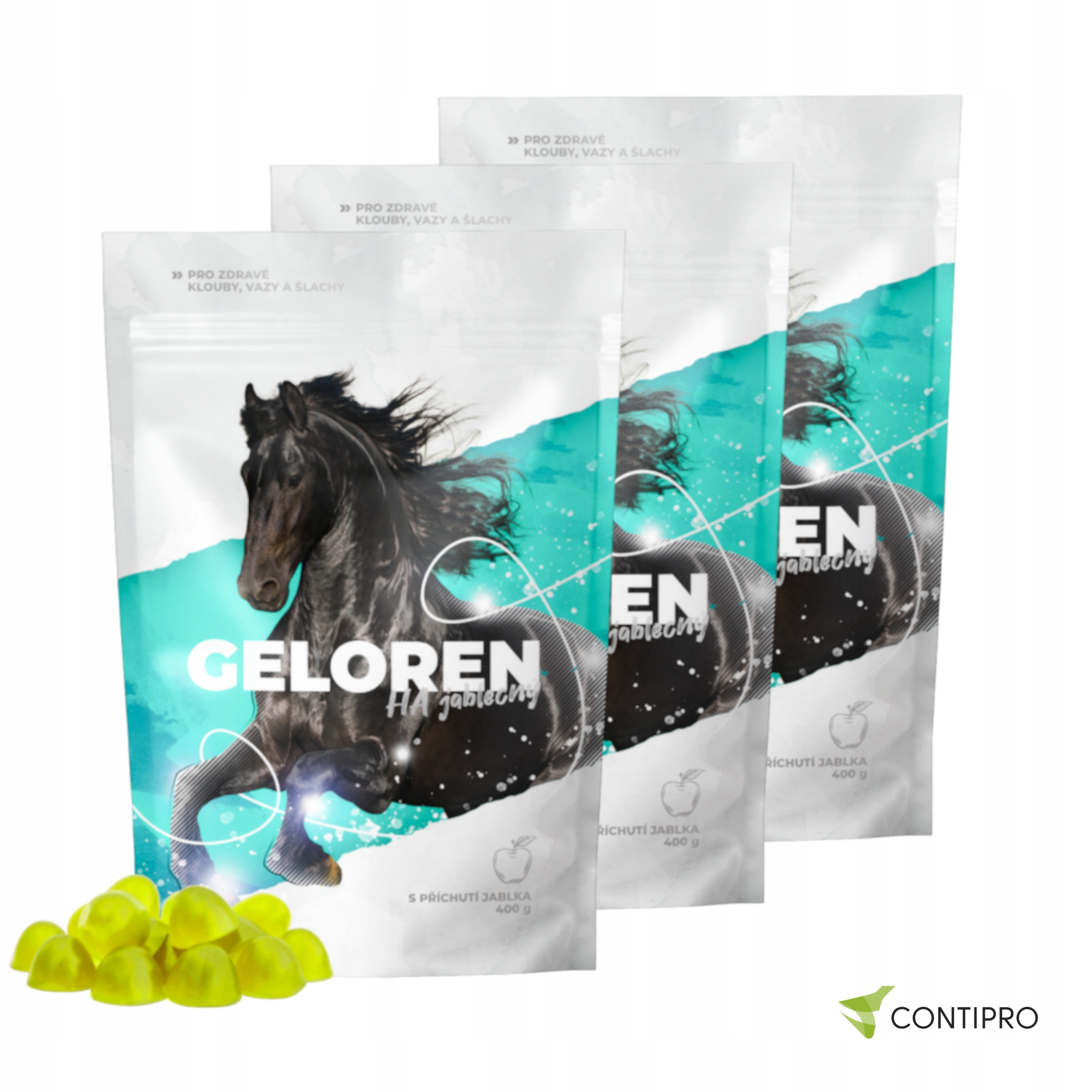 Kolagen na stawy Geloren Horse Ha Contipro żelki jabłkowe 1350 g. 3x 60 szt Kod producenta Colagen 450g. Geloren