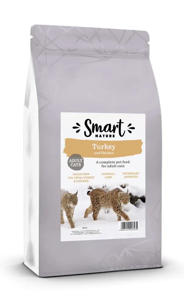 Levně Smart Nature Cat Active Fussy 70% Turkey 5 kg vysoce bílkovinné krmivo pro kočky