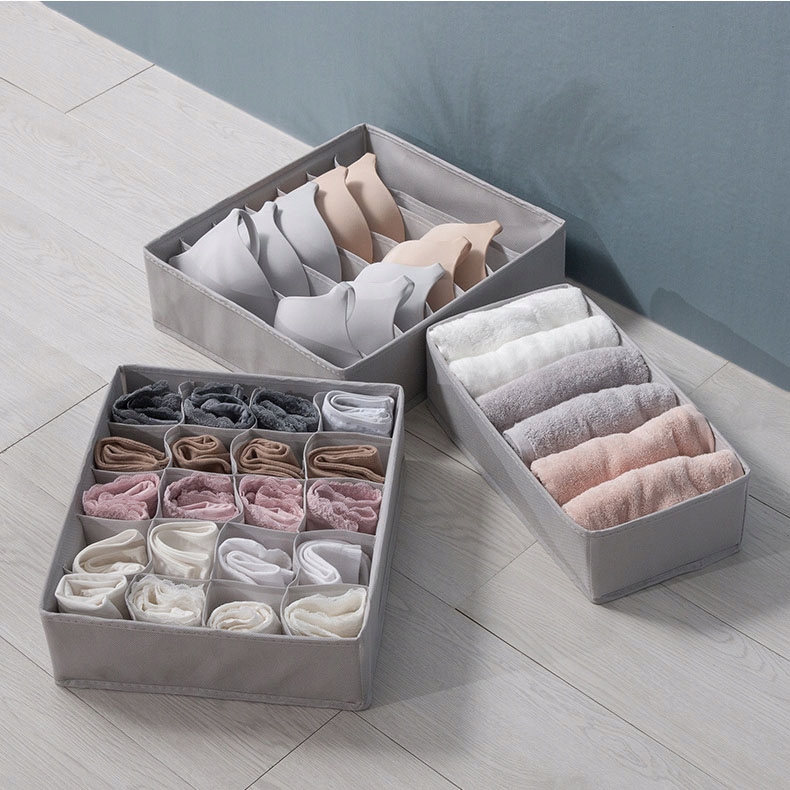 3x ORGANIZER NA BIELIZNĘ WKŁAD DO SZUFLADY SZAFY szary EAN (GTIN) 5905794200559
