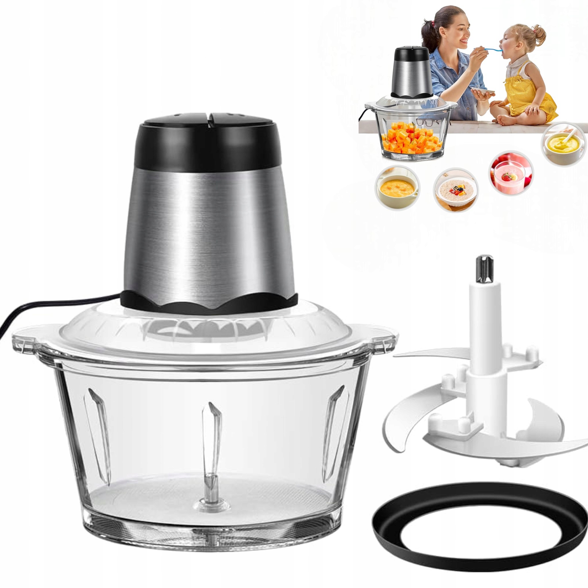 Mixér Sekáček na Zeleniny a maso Elektrický z nerezové oceli