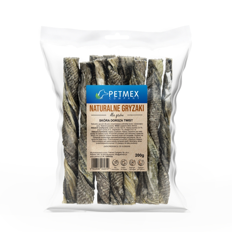 Petmex Tresčí kůže s twistem – Psí pamlsek – 200 g