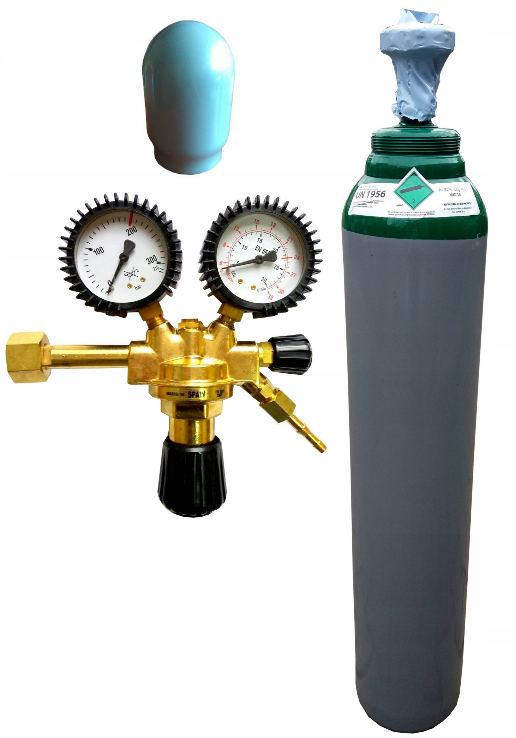 ZESTAW REDUKTOR ARGON CO2 BUTLA MIX MIESZANKA ARGONOWA 8L OSŁONA NA ZAWÓR