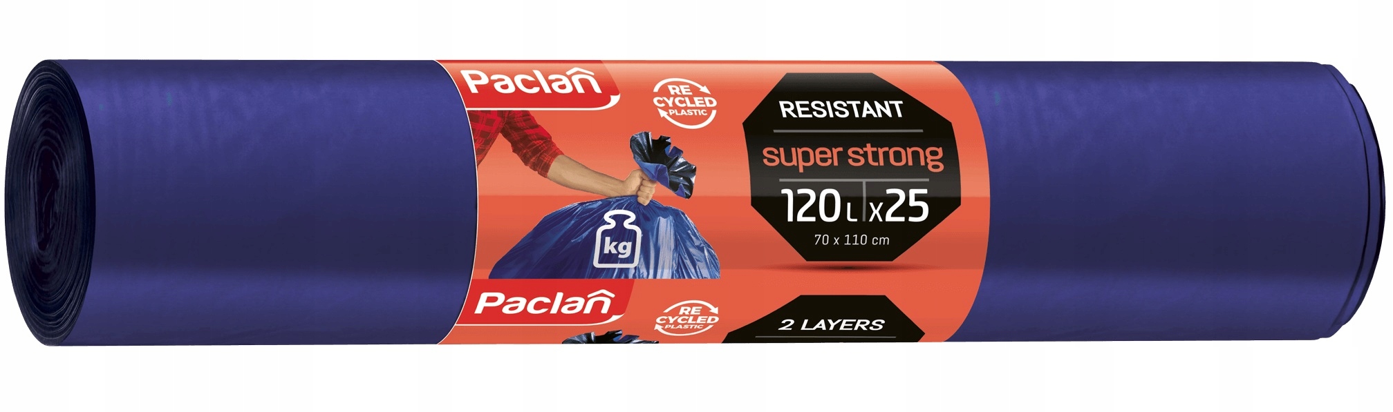 Worki na Śmieci PACLAN Super Strong dwuwarstwowe 120 litrów - 25 sztuk Stan opakowania oryginalne