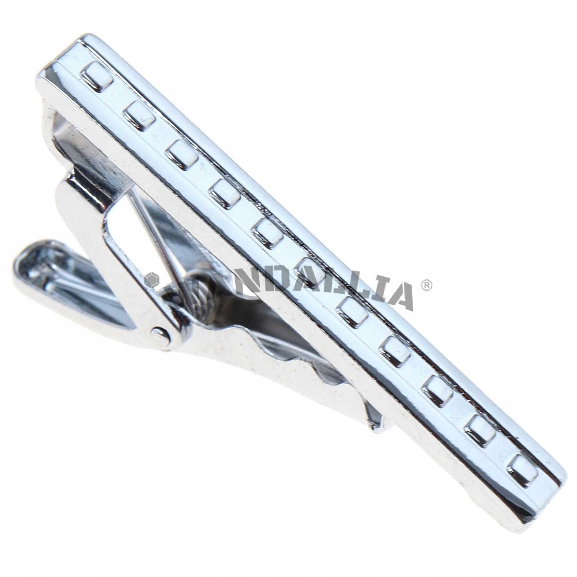 WANDALLIA Spinka do Krawata SP-KR-21 Srebrna Klasyczna Męska Krótka dł.4cm Marka Wandallia