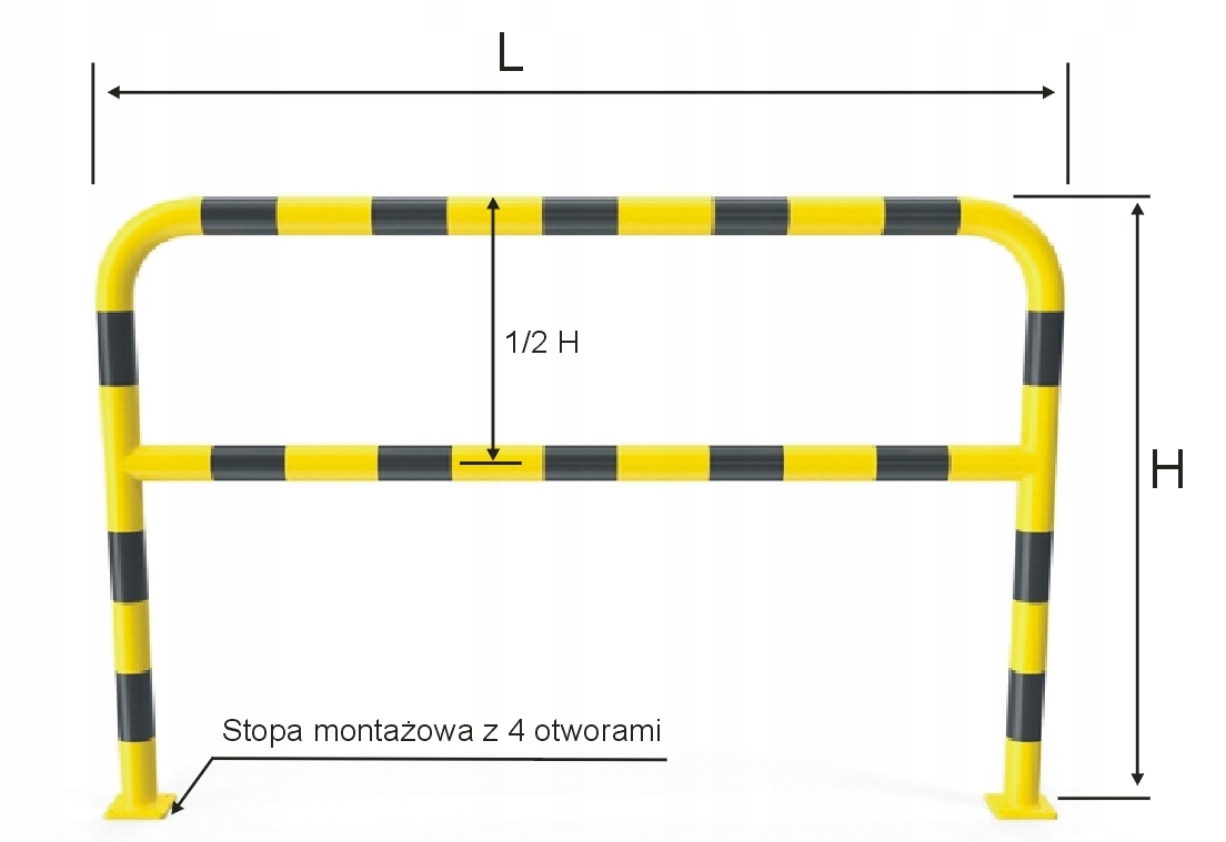 Barierka techniczna z poprzeczką fi 48 o L2000 bariera Marka Logist system