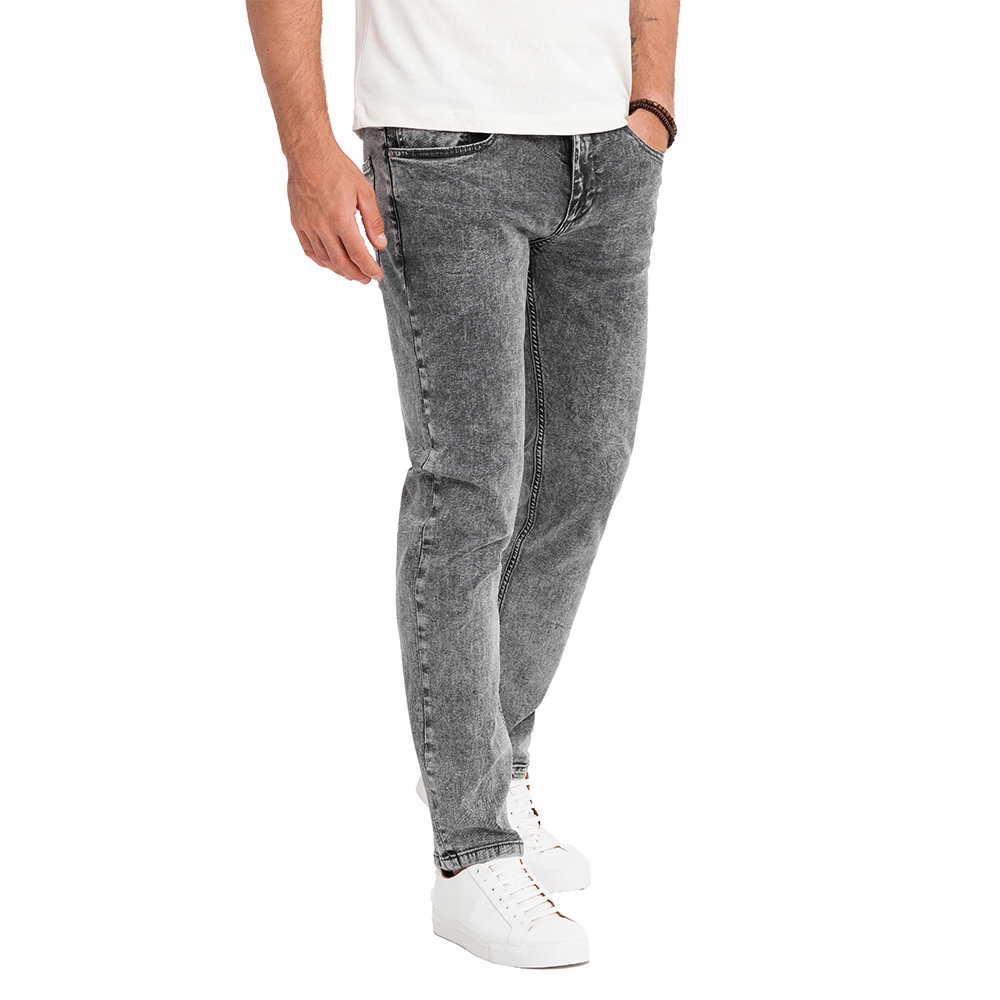 Klasyczne spodnie jeansowe męskie szare regular Ombre OM-PADP-0217 V4 r XL