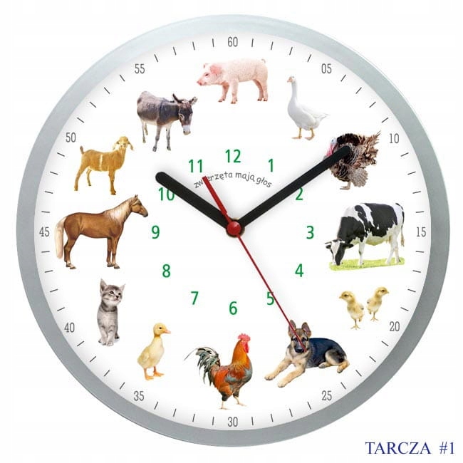 

Zegar ścienny solid z głosami 12 zwierząt #1