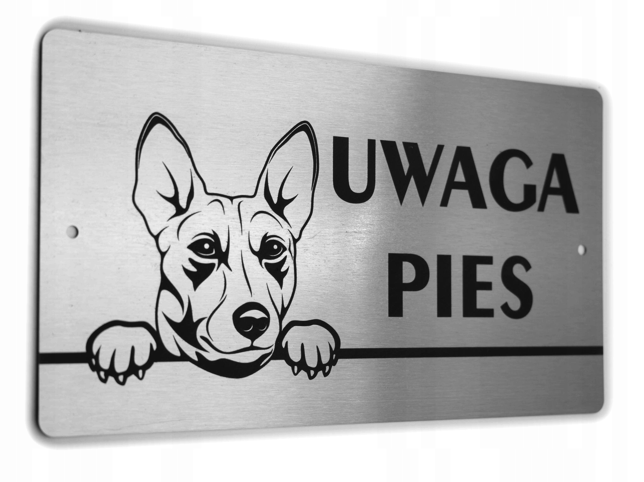 

Tabliczka Inox - Uwaga Pies - Basenji