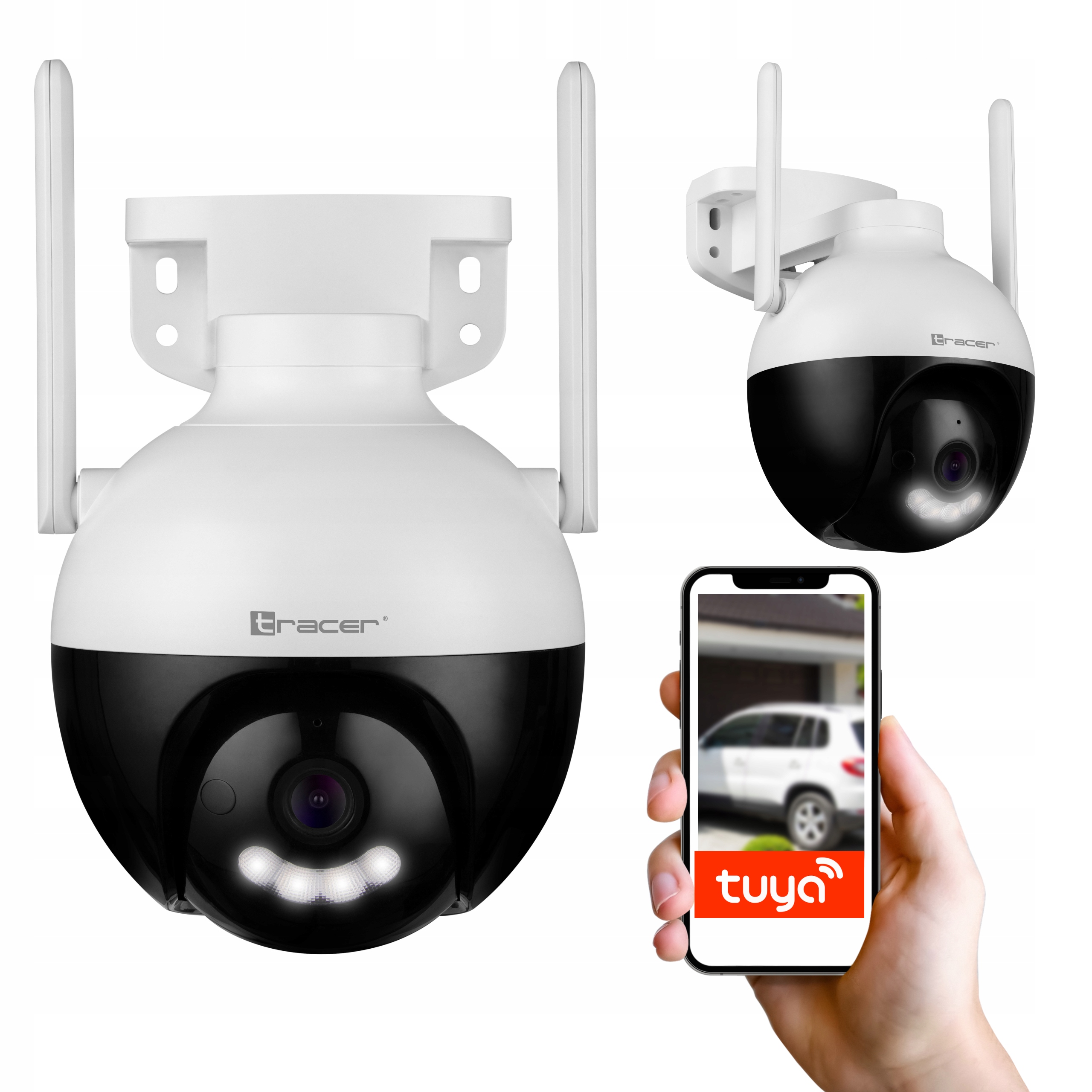 Kamera zewnętrzna WiFi 2K Qhd obrotowa IPX66 Tuya Smart Nocna Led Ruch Ir