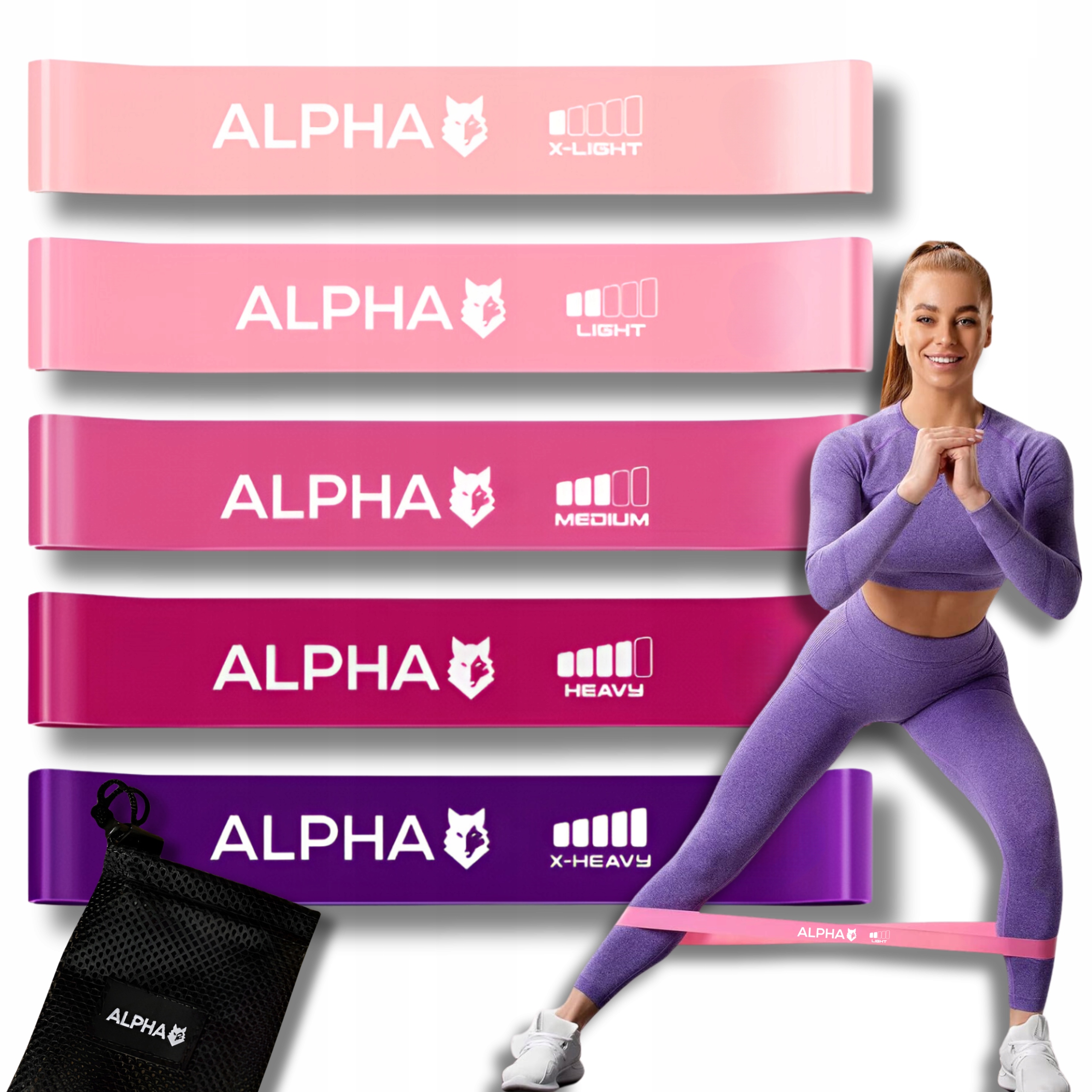 ZESTAW 5 GUM DO ĆWICZEŃ MINI BAND FITNESS GUMY OPOROWE TRENINGOWE ALPHA
