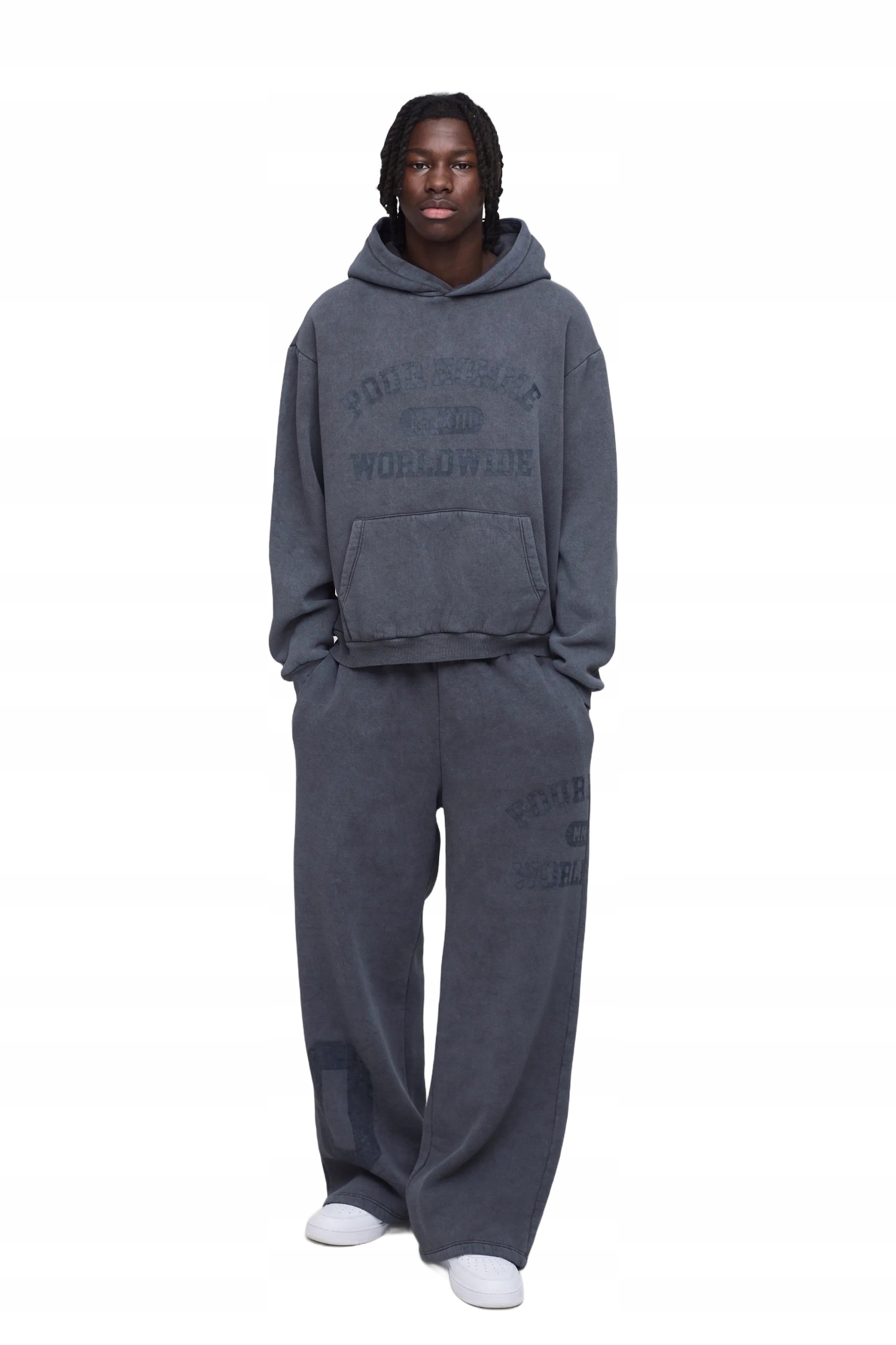 Boohooman Pánská Tepláková Souprava S Kapucí Šedá S Potiskem M Z3A