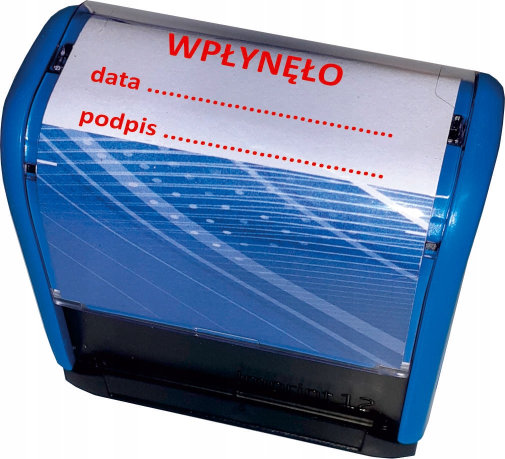 

Pieczątka z hasłem Automat z napisem Wpłynęło