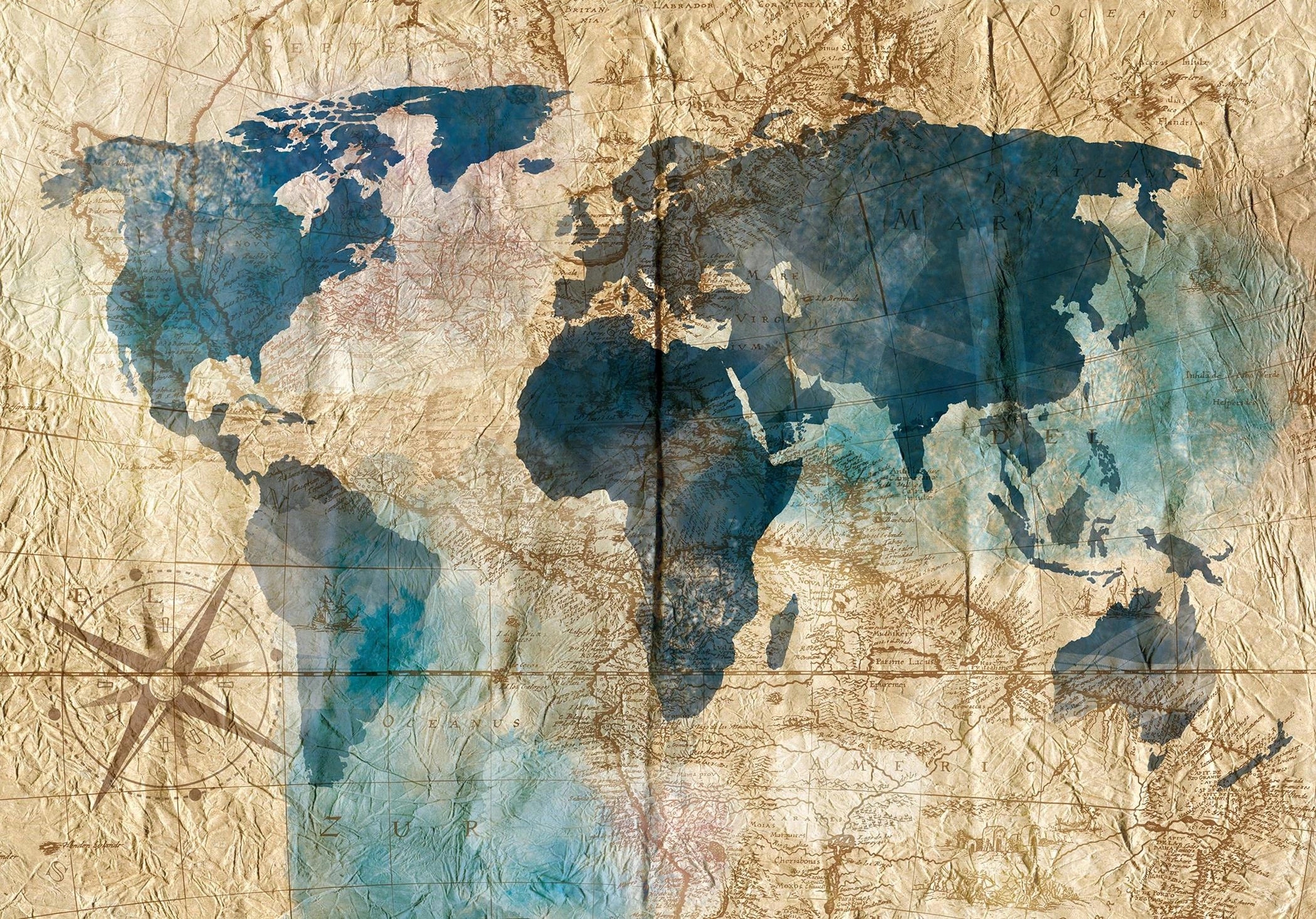 Fototapeta na flizelině mapa kontinenty Mládež svět 416 x 254