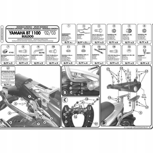 Kappa Rošt Centrálneho Kufra Yamaha Bt 1100 Bulldog (02-09) Bez Dosky