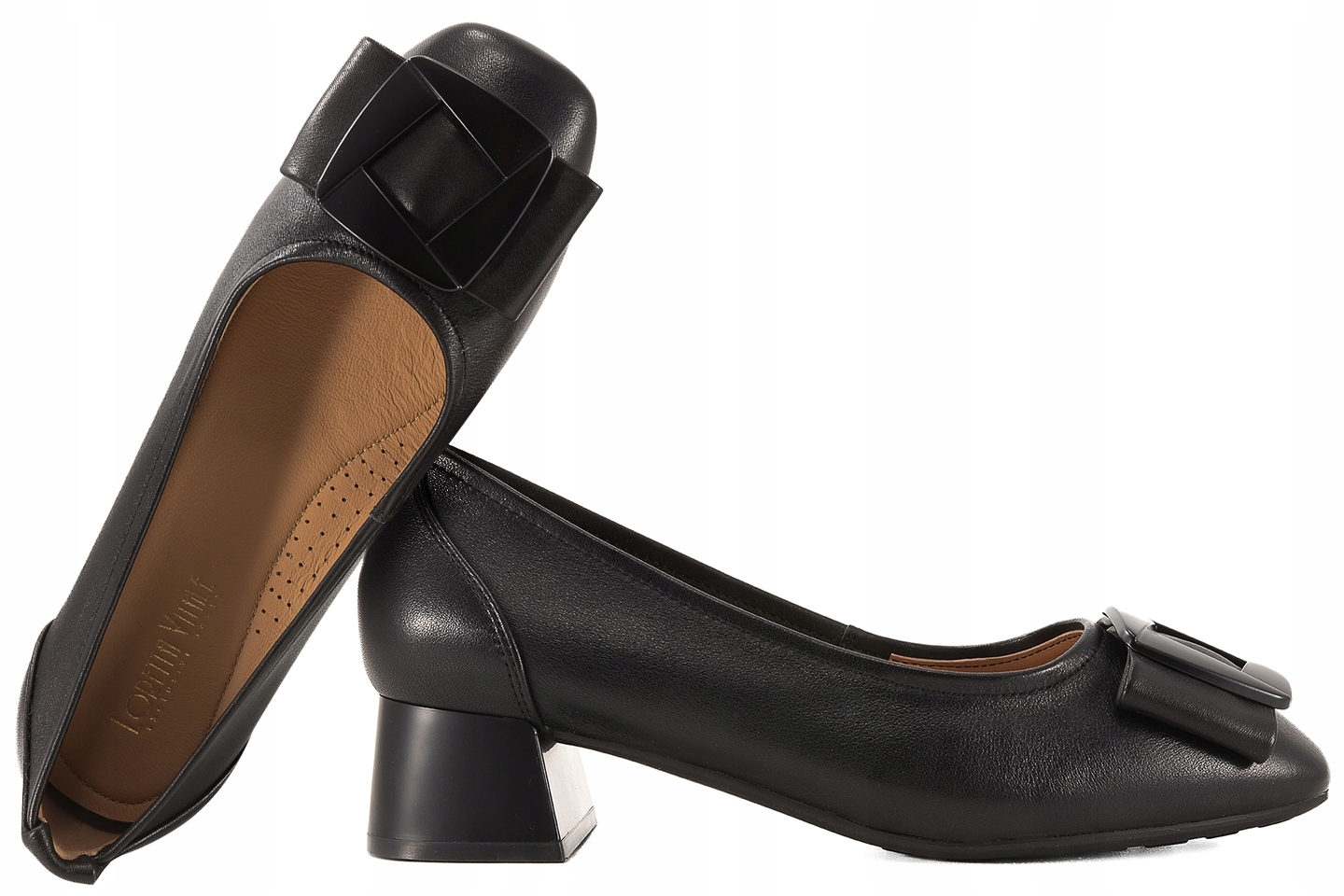 Loretta Vitale W5348 Dámské Kožené Polobotky Na Podpatku, černé, velikost 39