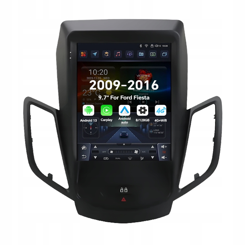 9,7" 2Din Android 13 autorádio pro Ford Fiesta 2009-2016 Carplay 8G 128G