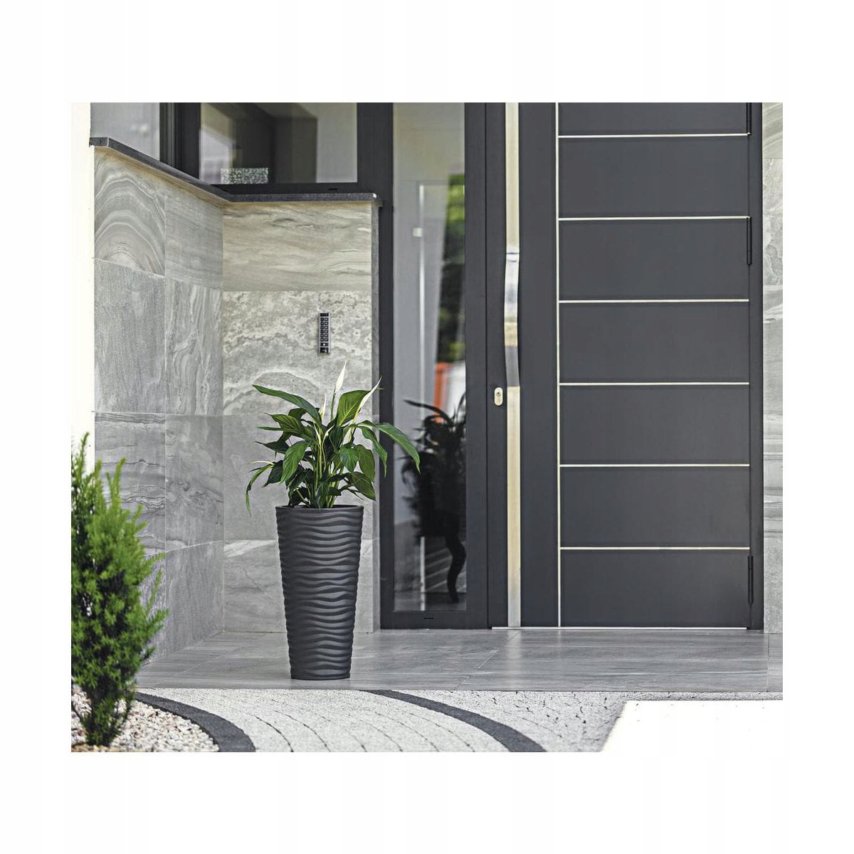 Doniczka okrągła Sahara Dunes Slim 30 | Antracyt — 22