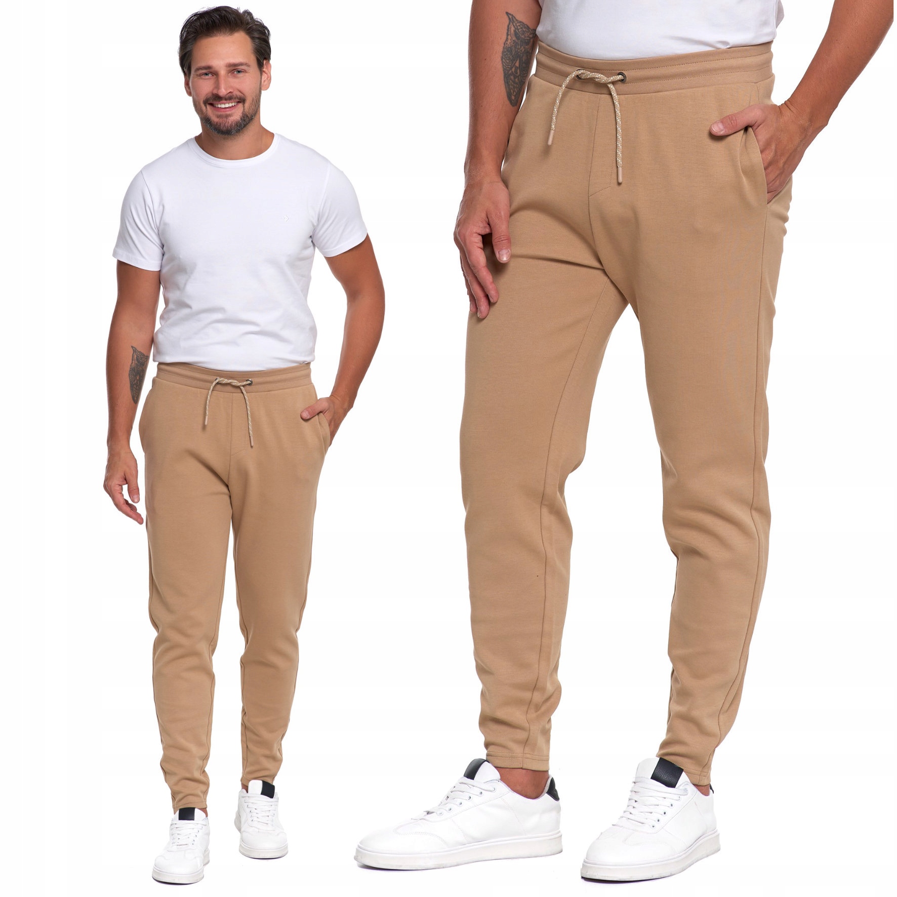 Spodnie Męskie Dresowe Z Kieszeniami Moraj Dresy Beżowe M