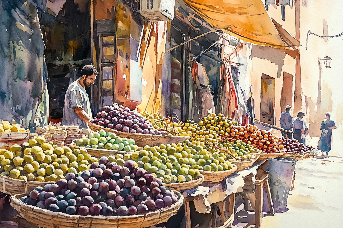 Obraz Na Plátně Canvas Arabské Město Ulice Bazar Trh Obchod Ovoce 120x80