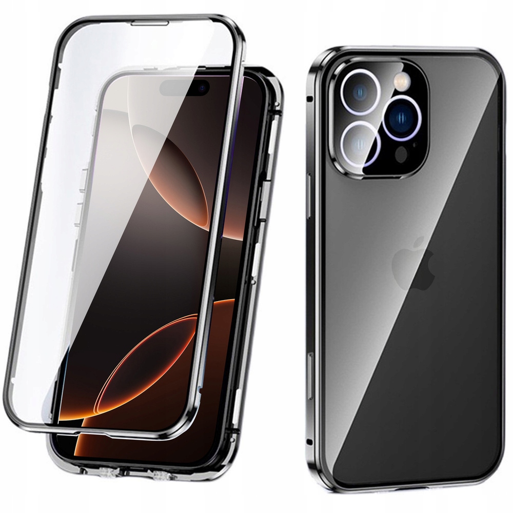 Magnetyczne Etui Dual Glass do iPhone 16 Pro Max, ochrona aparatu, szklane