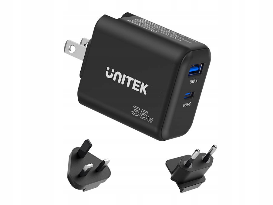 Ładowarka sieciowa GaN Usb-c Usb-a Pd 35W Unitek P1119A czarna