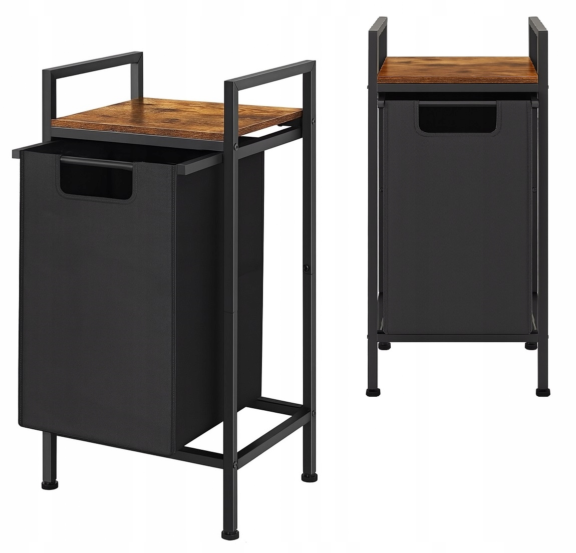 Koš na prádlo s policí Industriální Loft Dřevěný 72x50x33 (W010)