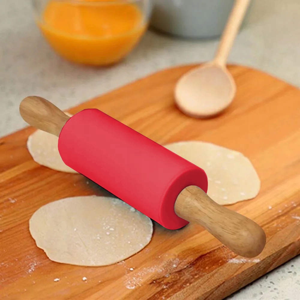 PORĘCZNY WAŁEK DO CIASTA SILIKONOWY Z OBRACANYMI RĄCZKAMI MAŁY Kod producenta #6627