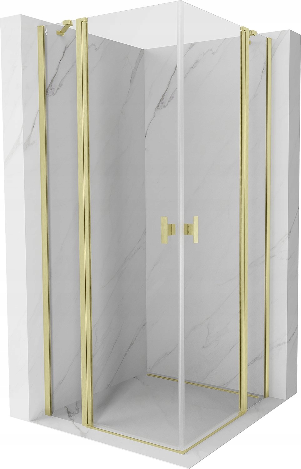 Mexen Mist Duo Kabina Prysznicowa 80X80 CM Transparent Złota Szczotka
