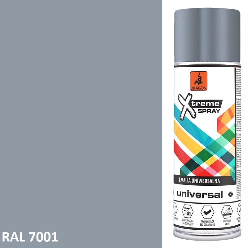

Lakier Farba W Sprayu Połysk 400 ML Ral 7001 Szary