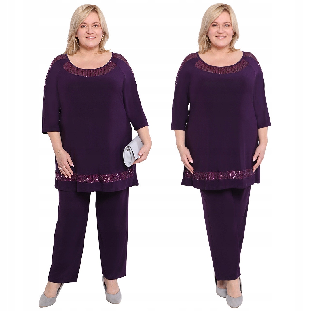 Fialový komplet s flitry plus size velikost 64