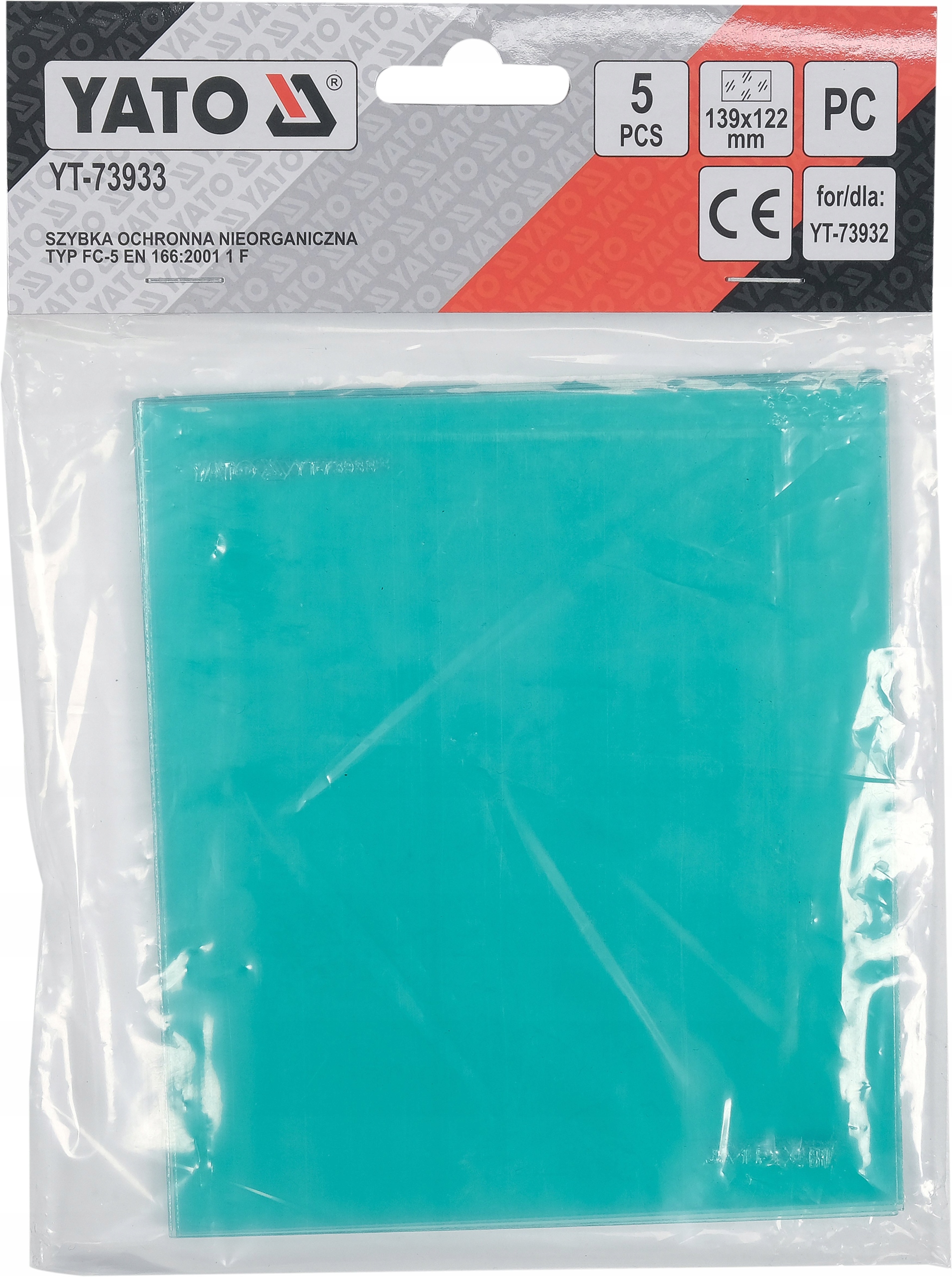 YATO SZYBKI ZEWNĘTRZNE DO PRZYŁBICY YT-73932 139X122 MM 5 SZT. Kod producenta YT-73933