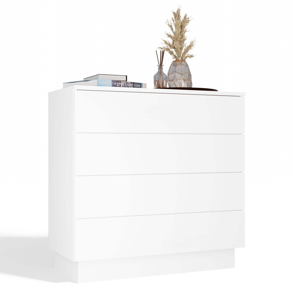 Komoda Amber 4S Skříňka Bílá 4 Zásuvky Do Ložnice Obývacího Pokoje 85x84x40