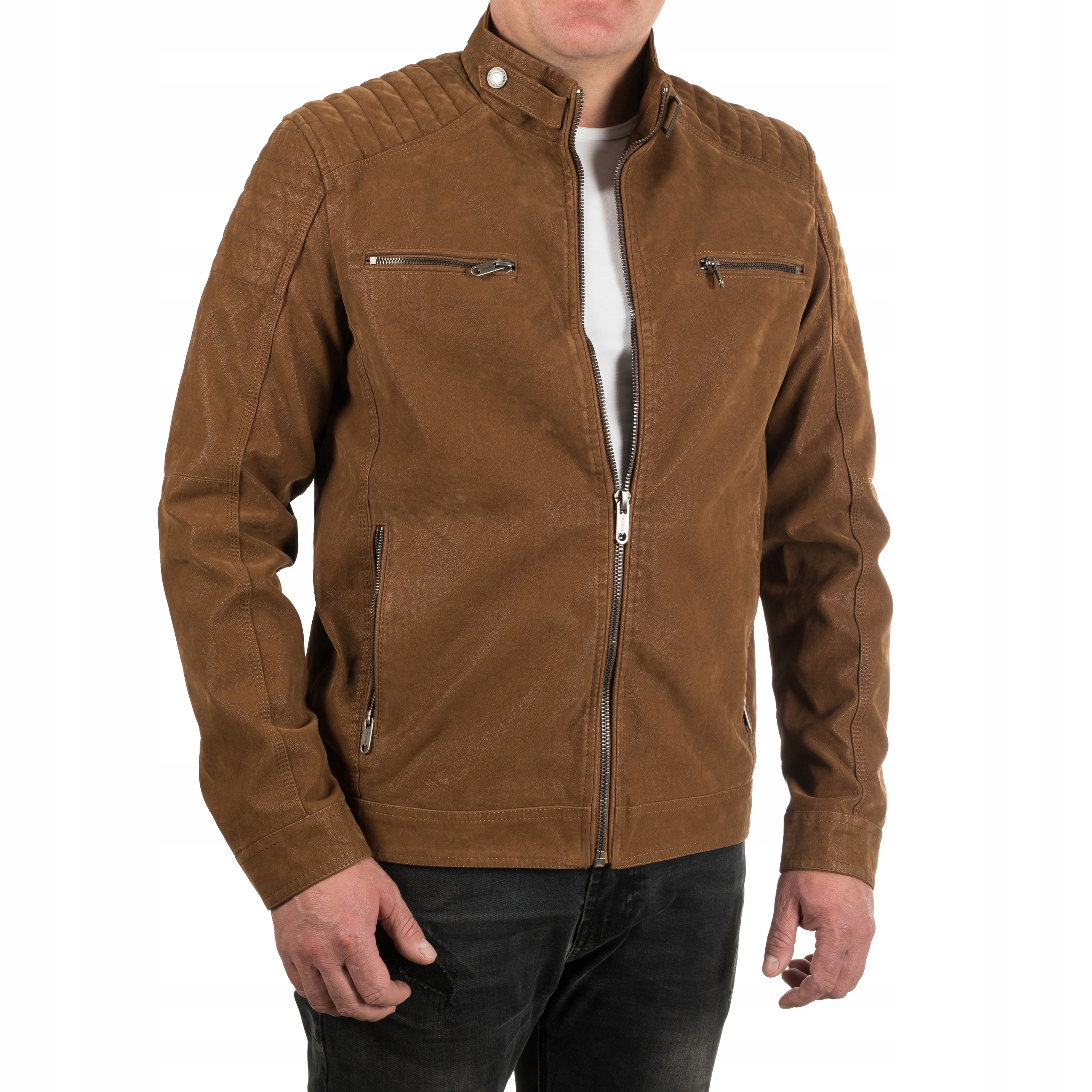 

Kurtka Eco Skóra Skórzana Męska Brązowa 3XL
