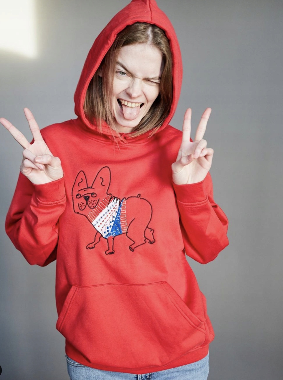 VANDOG BLUZA - BULDOG FRANCUSKI CZERWONA S