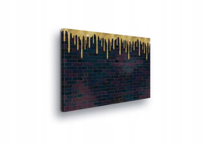 Obraz 100x75 Urban street-art graffiti zlaté skvrny cihlová zeď