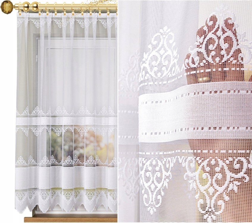 Wzór pasowy 107363 rozm. 400x155cm firana żakardowa, prosta (z obszyciem)