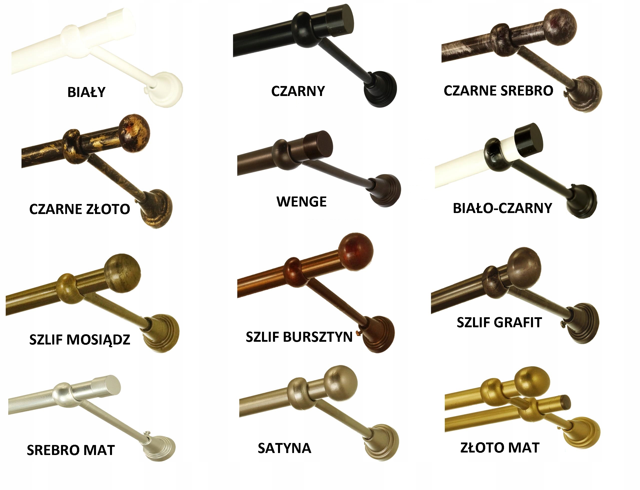 Karnisz metalowy SLIM fi 16 pojedynczy 100 cm Średnica drążka 16 mm