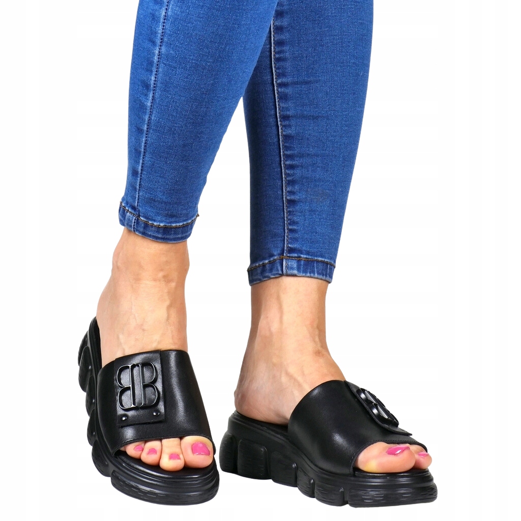 iBUTY KLAPKI NA PLATFORMIE VINCEZA CZARNE SKÓRA 39 Kod producenta 41418 CZARNE 39