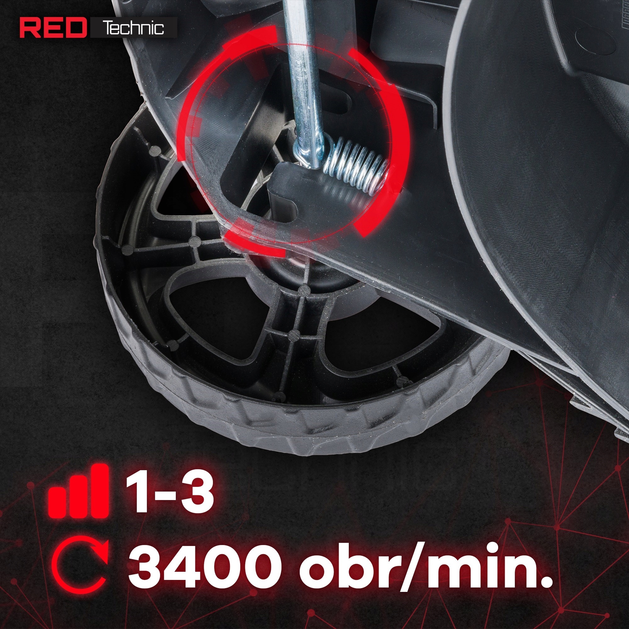 KOSIARKA ELEKTRYCZNA DO TRAWY 2200W NÓŻ 32CM LEKKA DUŻY KOSZ 30L Seria RED TECHNIC