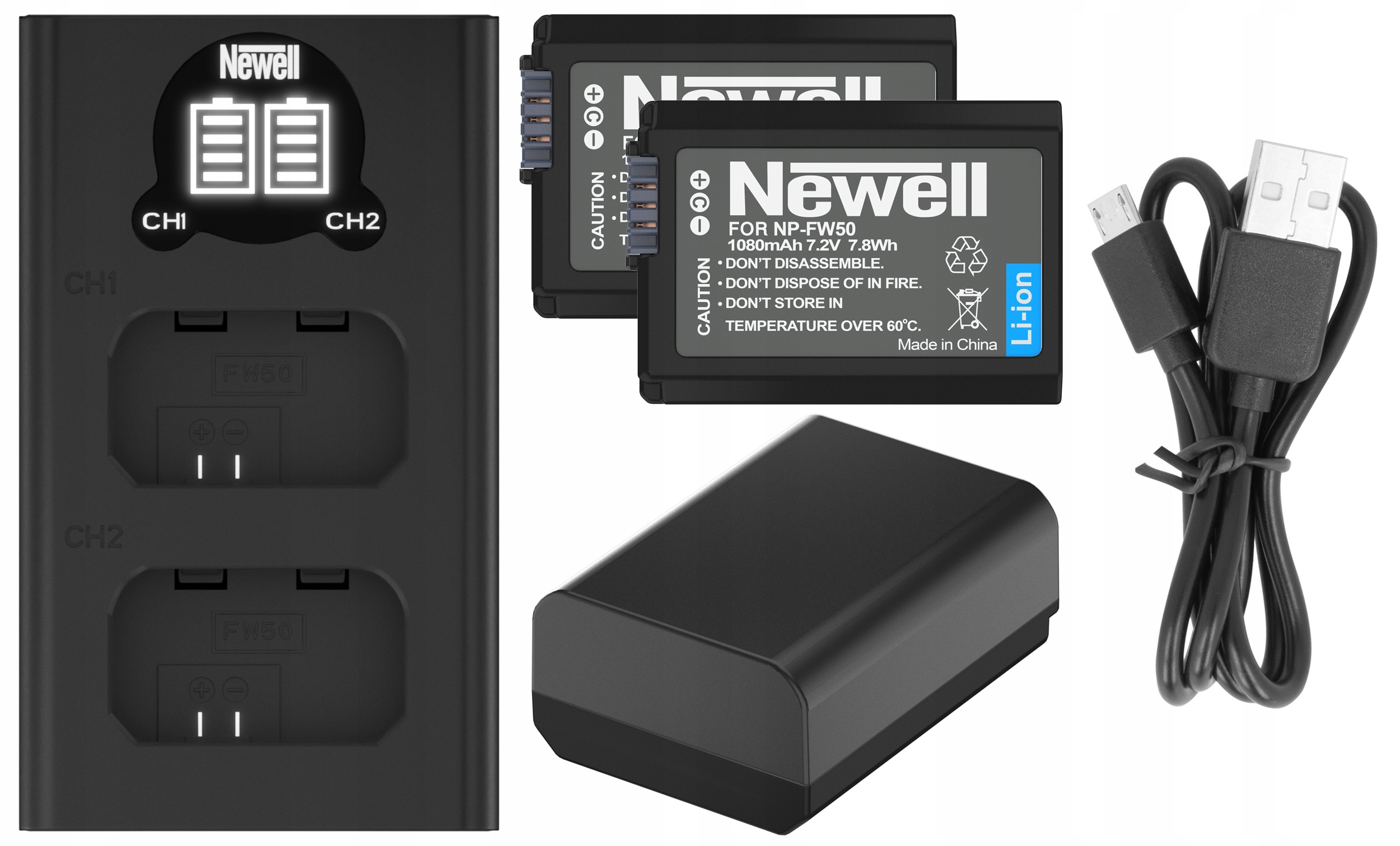 2X BATERIA NEWELL + ŁADOWARKA NP-FW50 do Sony A7 A7r A7s A7II A5000 A6000