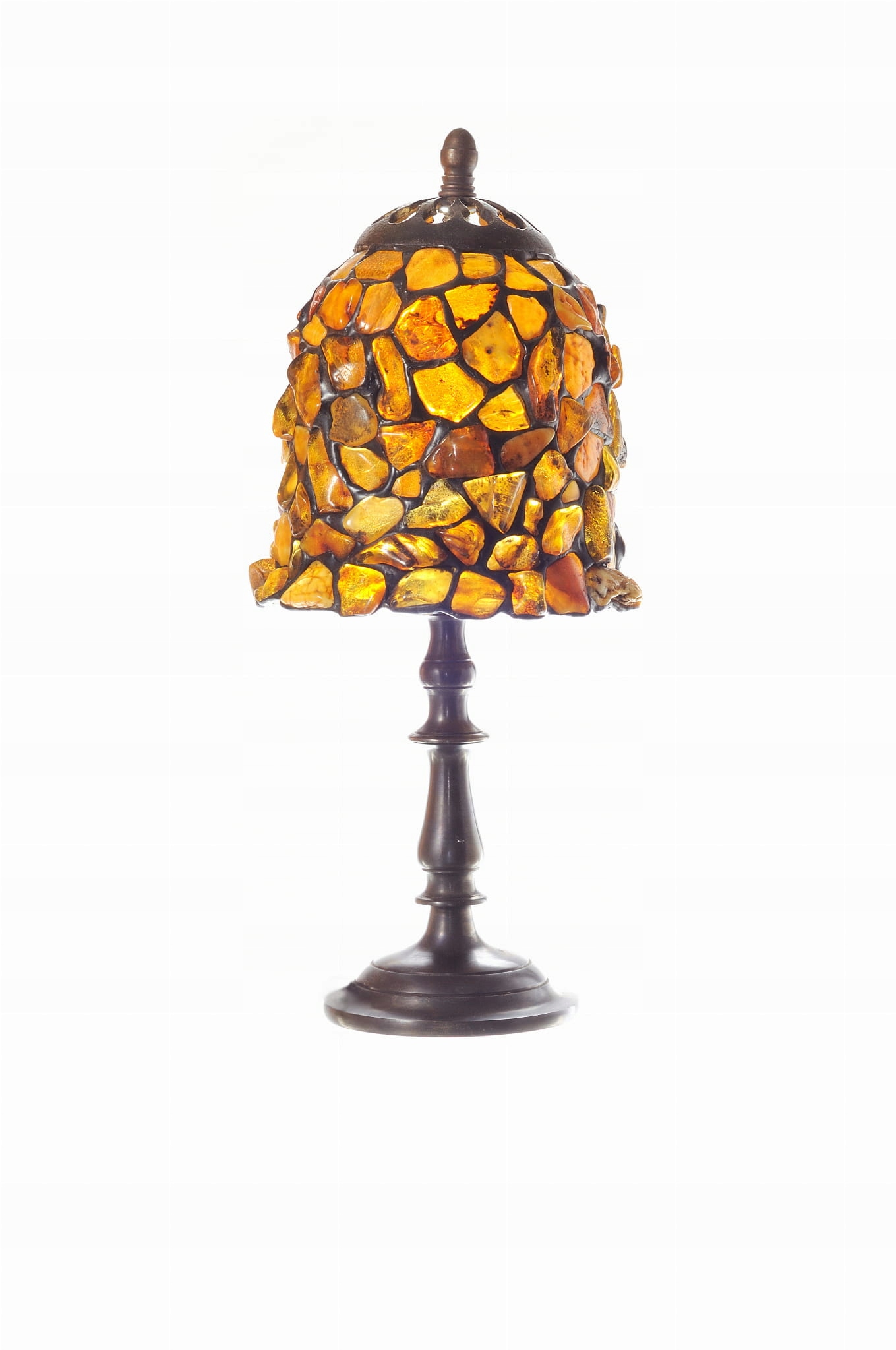 Podélná jantarová lampa s průměrem stínítka 14 cm